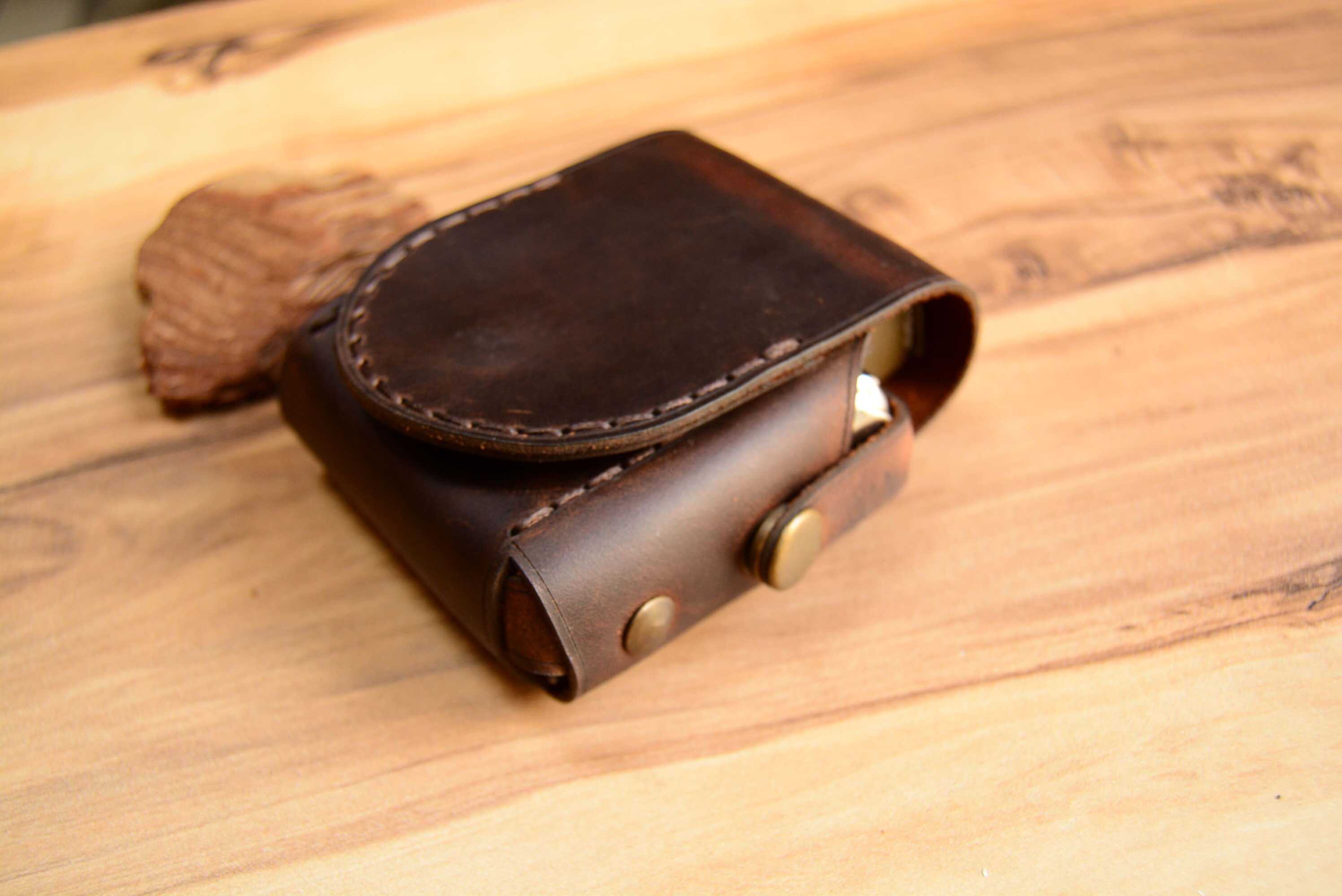 KLASİK KISA SİGARA PAKETİ DERİ KILIFI (ÇAKMAK BÖLMELİ)