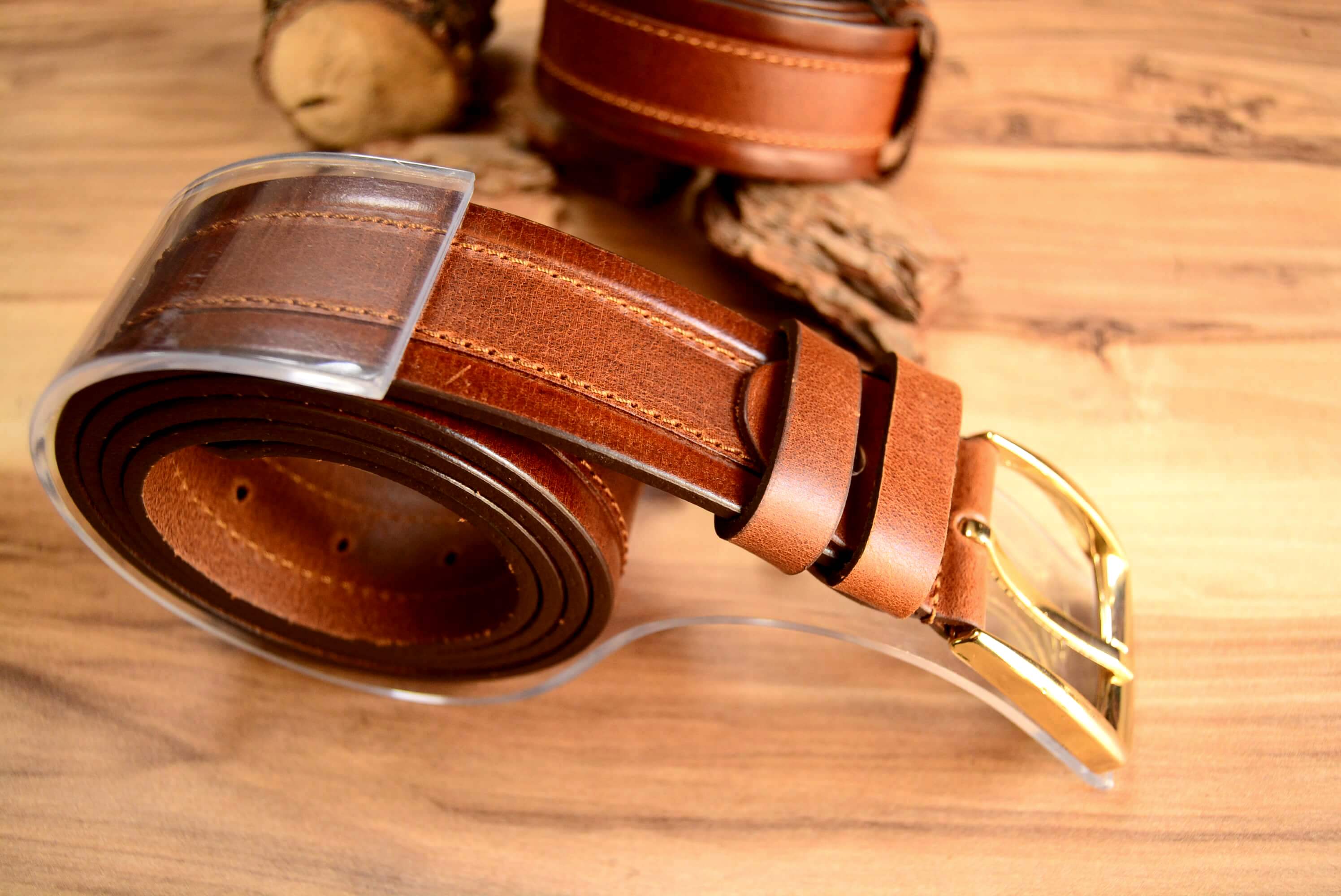 KIZIL KAHVE  DERİ KEMER 4 CM