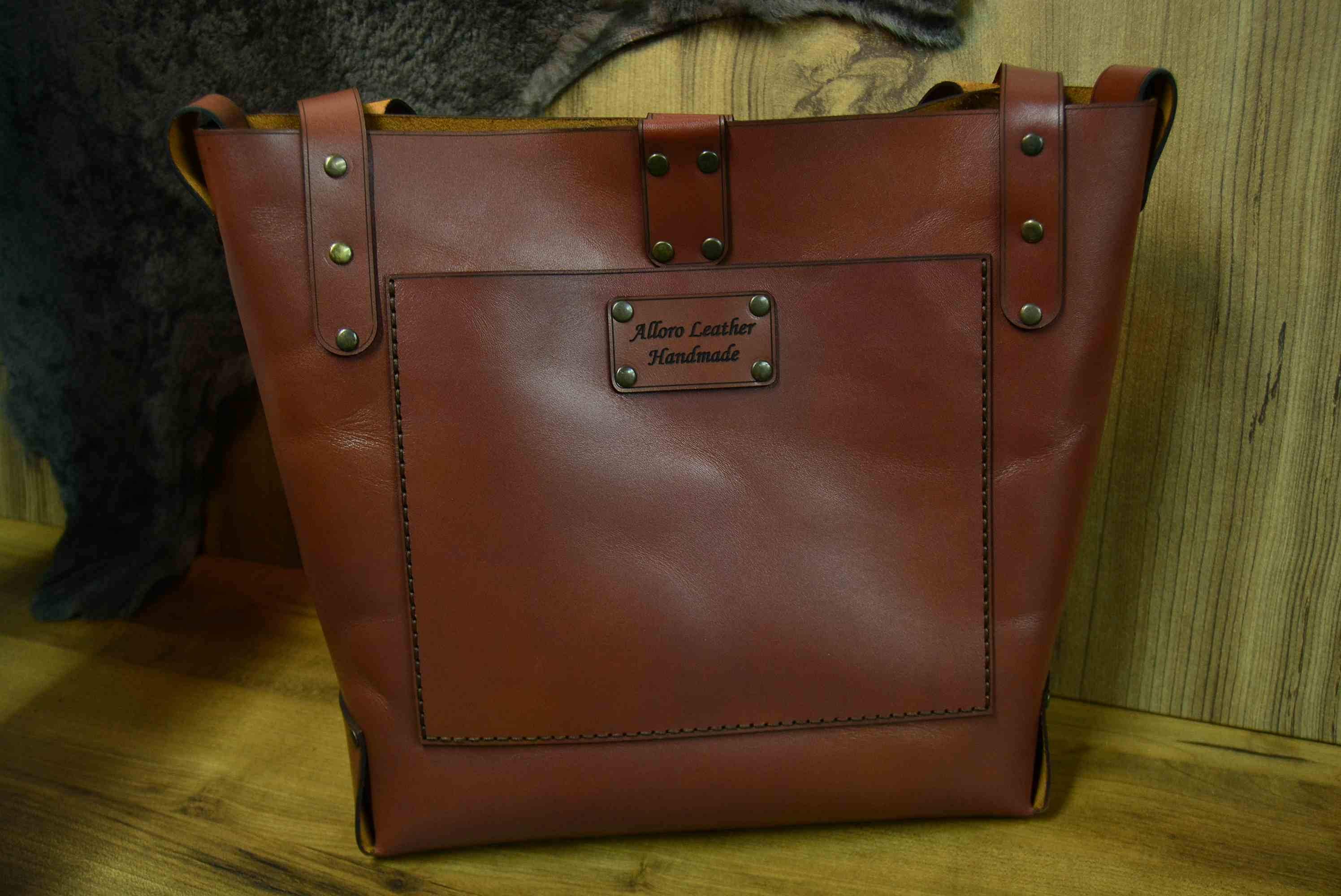 TOTE EL YAPIMI DERİ ÇANTA XL  V-1