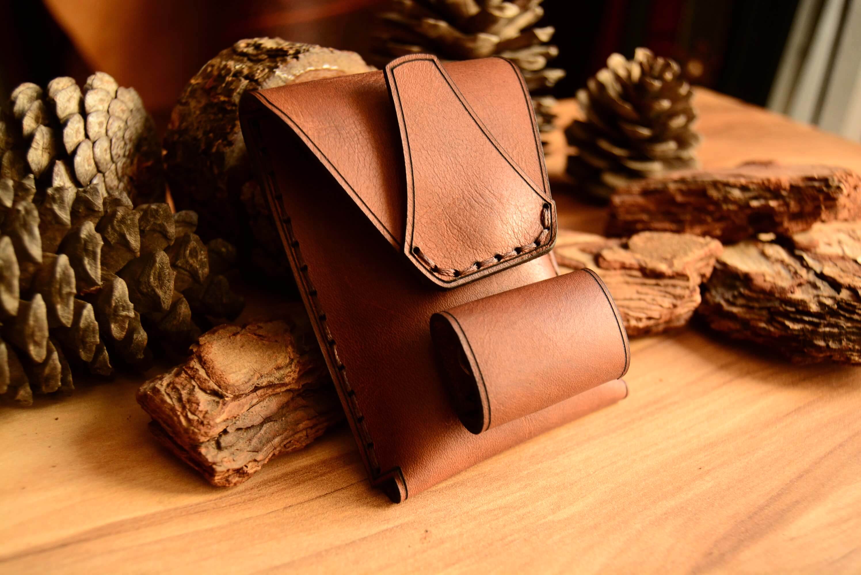 SLIM KISA SİGARA PAKETİ DERİ KILIFI (ÇAKMAK BÖLMELİ)